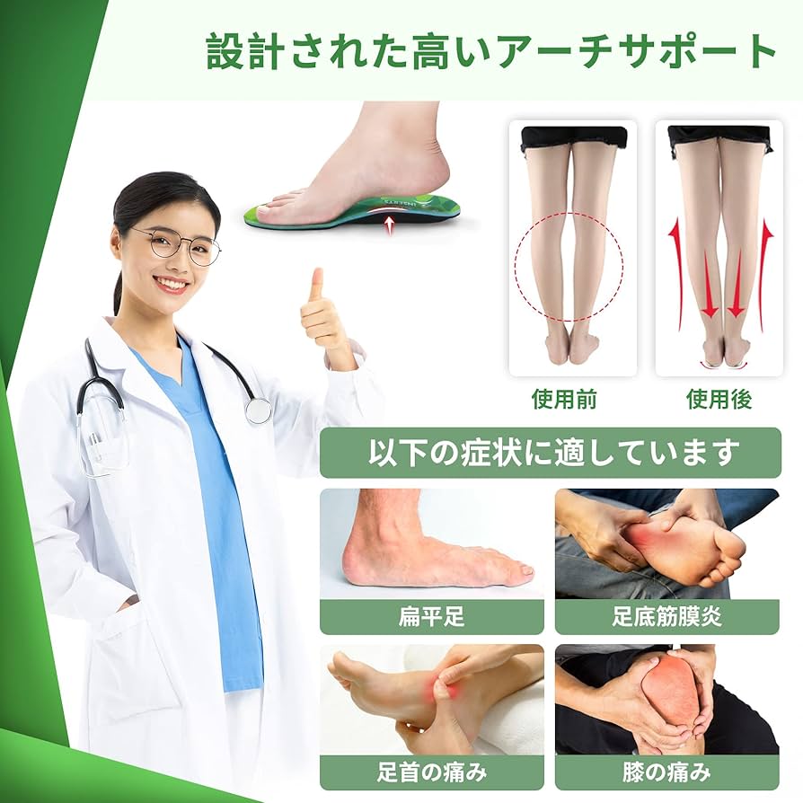 Amazon.co.jp: 土踏まず インソール 衝撃吸収 立ち仕事 消臭